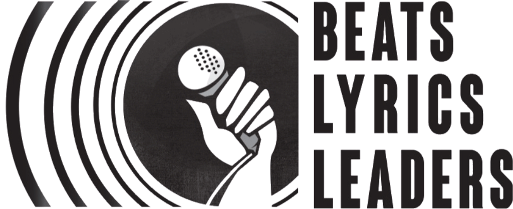Beats-Lyrics Leader in long block letters Logo with a hand holder a mic