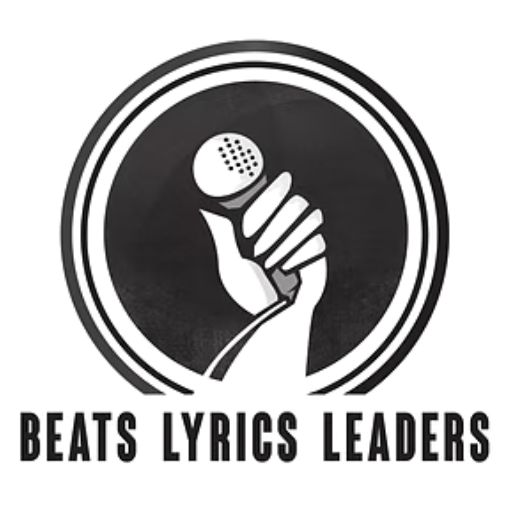 Beats-Lyrics Leader in long block letters under a circular graphic with a hand holder a mic in the middle