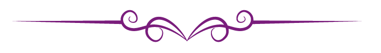 Purple decorative flourish with symmetrical curls and loops extending horizontally from the center.